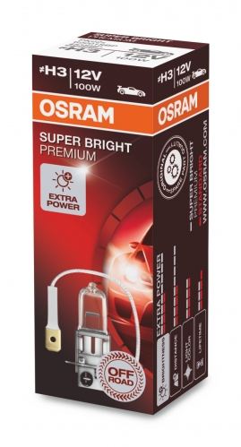 OSRAM Super Bright H3 12V 100W PK22s 62201SBP